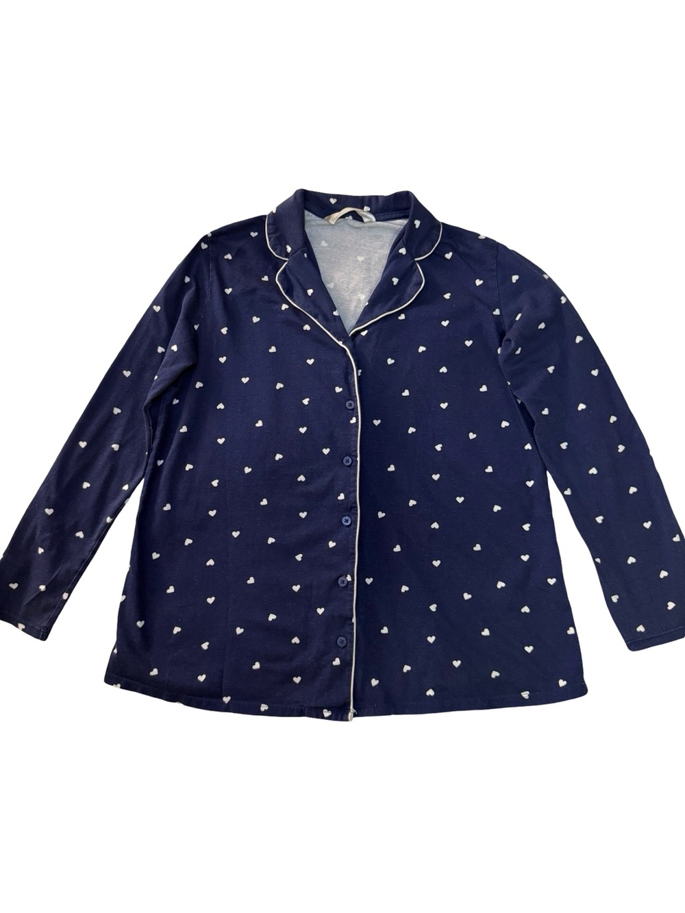 Navy Heart-Print Button-Front Women’s Pajama Jacket LCW Dream LC Waikiki M